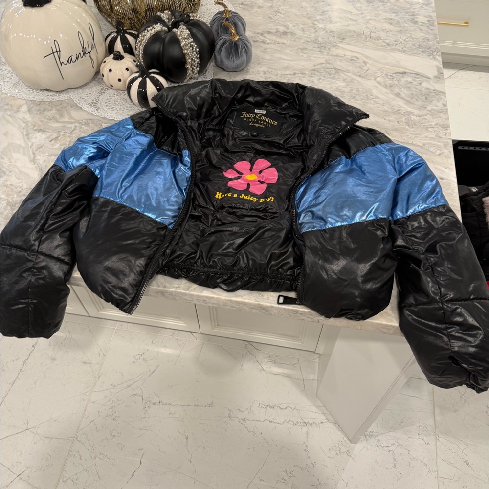 Juicy Couture Black and Blue Puffer Jacket